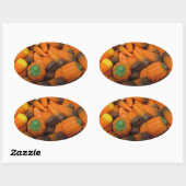 秋のお菓子コーンステッカー – 20セット 楕円形シール (シート)