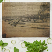 秋のかえでの葉の秋のパリエッフェル塔 キッチンタオル (折り畳み)