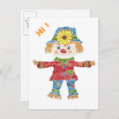 秋のかかしの白い子供の郵便はがき ポストカード (正面/裏面)