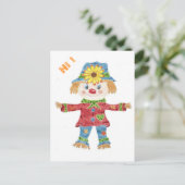 秋のかかしの白い子供の郵便はがき ポストカード (スタンド正面)