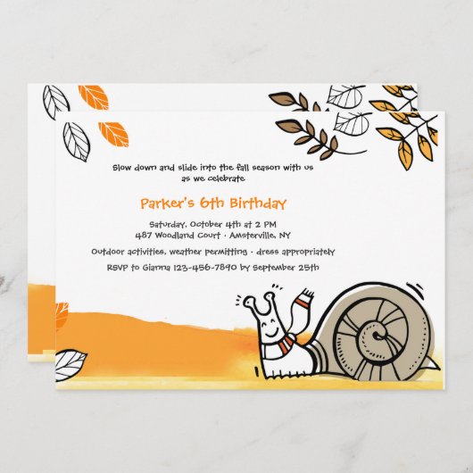 秋のかたつむりの招待状 招待状 (正面/裏面)