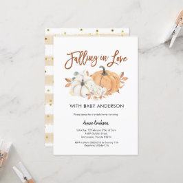 秋のかぼちゃがラブベビーシャワーに降り注ぐ 招待状