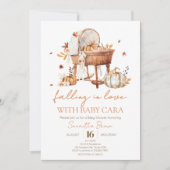 秋のかぼちゃが恋に落ちる赤ちゃんシャワー 招待状 (正面)