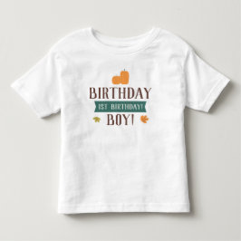 秋のかぼちゃと落ち葉の誕生日の男の子または女の子 トドラーTシャツ