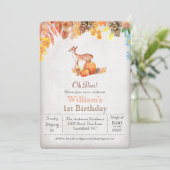 秋のかぼちゃと鹿の1歳の誕生日招待状 招待状 (スタンド正面)