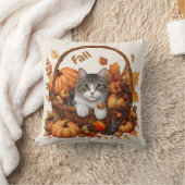 秋のかぼちゃのかご – かわいい猫たち クッション (ブランケット)