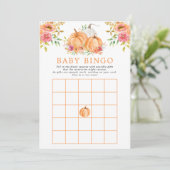 秋のかぼちゃの花柄のベビーシャワービンゴゲーム 招待状 (スタンド正面)