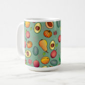 秋のかわいいカラフルフルーツかぼちゃ葉 コーヒーマグカップ (正面左)