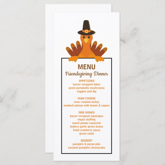秋のかわいいファームハウスターキーフレンドディナー メニュー (正面/裏面)