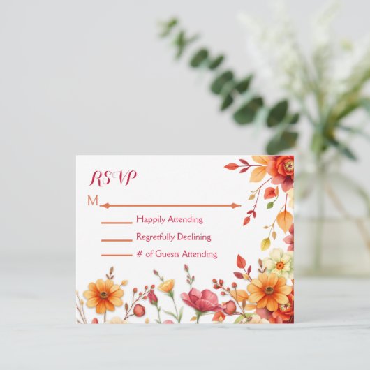 秋のかわいらし優雅な結婚式 出欠カード (スタンド正面)