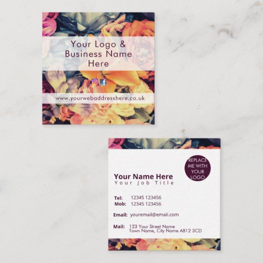 秋のかわいらし花は素朴な色 スクエア名刺 (正面/裏面)