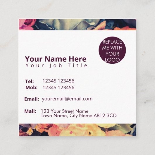 秋のかわいらし花は素朴な色 スクエア名刺 (裏面)