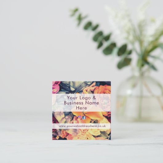 秋のかわいらし花は素朴な色 スクエア名刺 (スタンド正面)