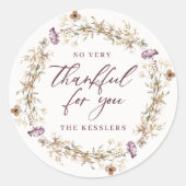 秋のかわいらし野花リースありがとう ラウンドシール (正面)