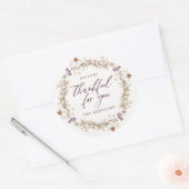 秋のかわいらし野花リースありがとう ラウンドシール (封筒)