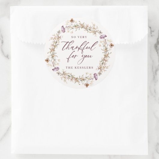 秋のかわいらし野花リースありがとう ラウンドシール (バッグ)