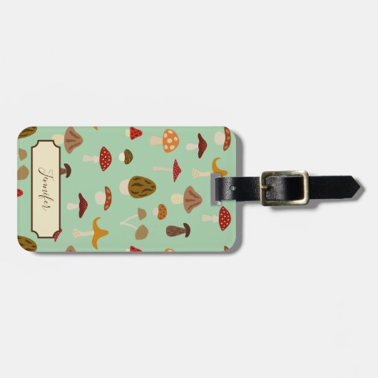 秋のきのこの荷物のラベル ラゲッジタグ (正面横)