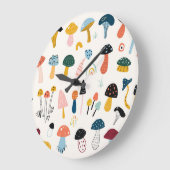 秋のきのこ手描きコレクション ラージ壁時計 (傾斜)