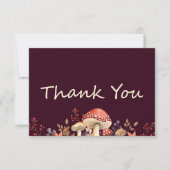 秋のきのこ、植物、葉がぺたんこに落ちる サンキューカード (正面)