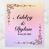 秋のきらめくシェードイエローピンクパープル ワインラベル (シングルラベル)