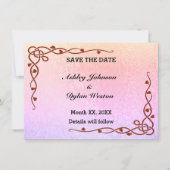 秋のきらめく色ピンクパープル日付を保存 招待状 (正面)