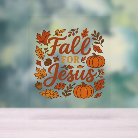 秋のためのイエズオータムカボキンクリスチャン信仰クラス アクリルサイン (ニュートラル)