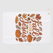 秋のためのイエズオータムカボキンクリスチャン信仰クラス ゴルフタオル (横)