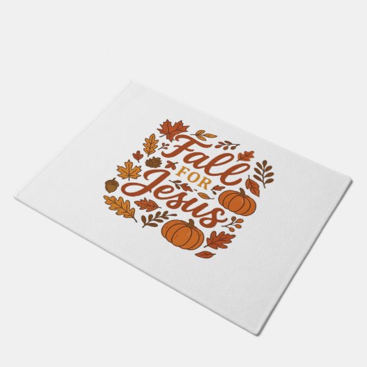 秋のためのイエズオータムカボキンクリスチャン信仰クラス ドアマット (アングル)