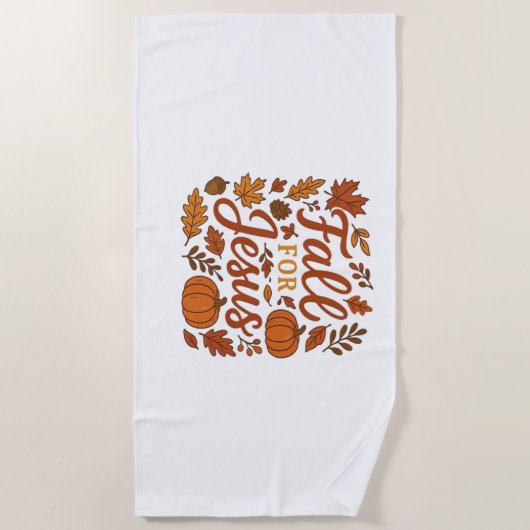秋のためのイエズオータムカボキンクリスチャン信仰クラス ビーチタオル (正面)