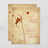 秋のつる植物ベリーウェディングRSVP返信 出欠カード (正面/裏面)