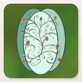 秋のつる植物紙コースター スクエアペーパーコースター