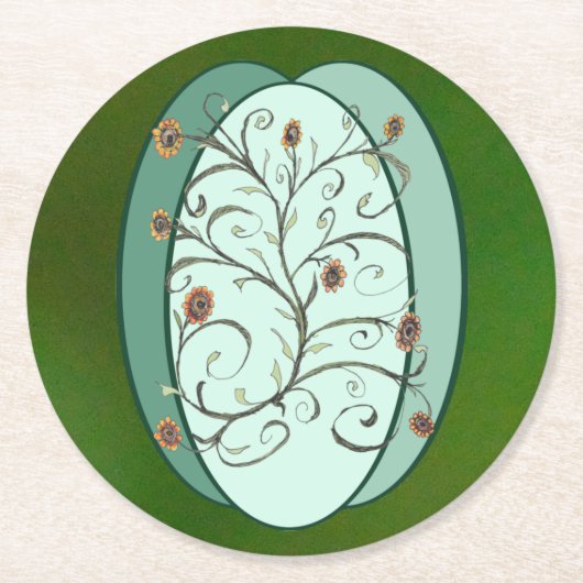 秋のつる植物 ラウンドペーパーコースター (正面)