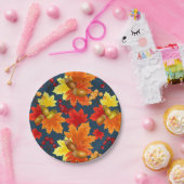 秋のどんぐりとオーク葉の ペーパープレート (パーティー)