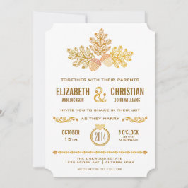 秋のどんぐりとオーク離れ結婚式招待状II 招待状