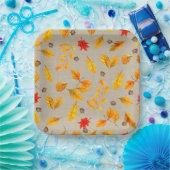 秋のどんぐりや葉り ペーパープレート (パーティー)