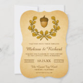 秋のどんぐり オークの葉のリース 結婚式招待状 招待状 (正面)