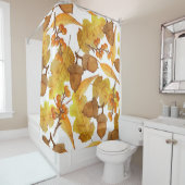 秋のどんぐり：水彩画の感謝祭デザイン シャワーカーテン (インサイチュ)