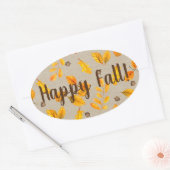 秋のどんこ葉と 楕円形シール (封筒)