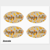 秋のどんこ葉と 楕円形シール (シート)