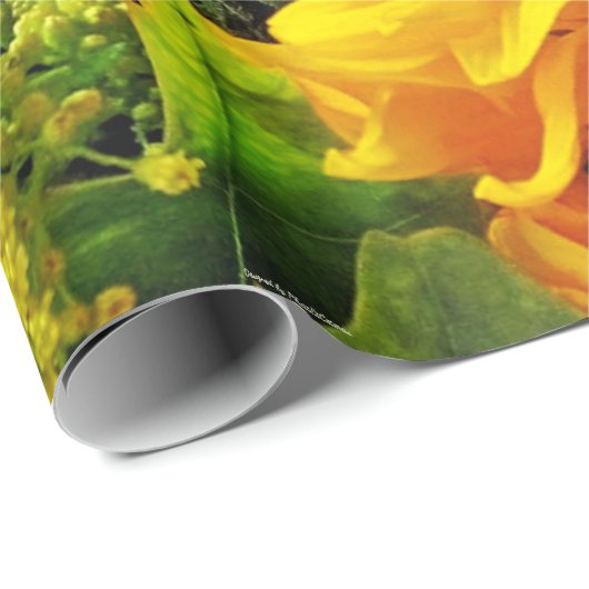 秋のはっきりした花束の中の明るいひまわり ラッピングペーパー (ロールコーナー)