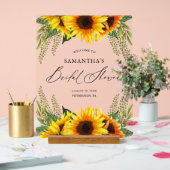秋のひまわりとグリーン ブライダルシャワーの歓迎 アクリルサイン (ウェディング)