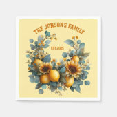 秋のひまわりとレモンの家の装飾 スタンダードカクテルナプキン (正面)