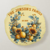 秋のひまわりとレモンの家の装飾 ラウンドクッション (裏面)