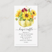 秋のひまわりカボチャ赤ちゃんシャワーおむつラッフル エンクロージャーカード (正面)