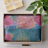 秋のひまわりティール（緑がかった色）赤橙カエデ葉アート 薄葉紙 (ギフト)