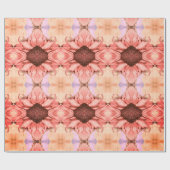 秋のひまわりピンクのオレンジ色フローラ水彩 ラッピングペーパー (フラット)