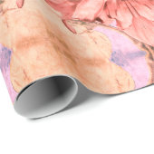 秋のひまわりピンクのオレンジ色フローラ水彩 ラッピングペーパー (ロールコーナー)