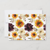 秋のひまわりフローラウィズカードの言葉 招待状 (裏面)