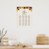 秋のひまわりフローラ結婚の座席表 ポスター (キッチン)