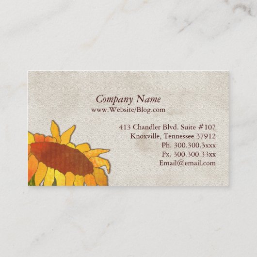 秋のひまわりユニーク 名刺 (裏面)